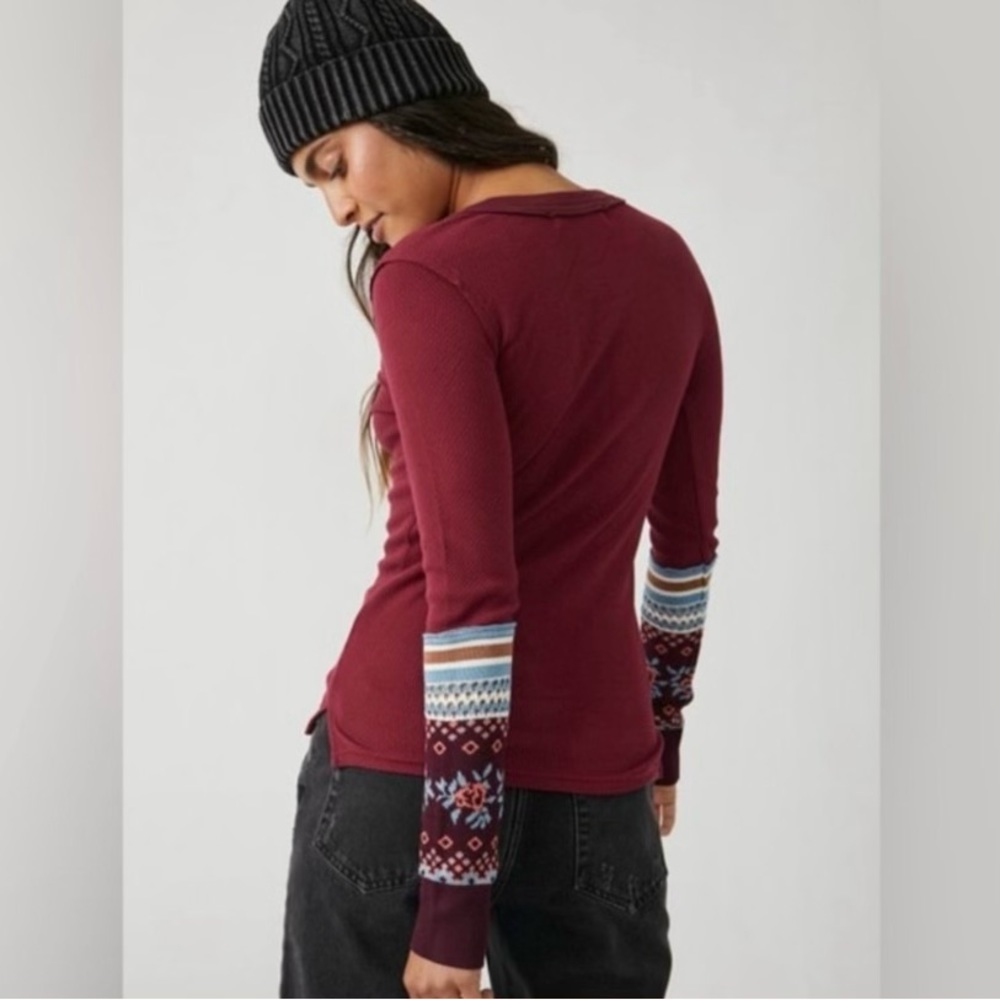 NWT! Free People Mikah Layering Cuff Wine Combo Top Large - Picture 5 of 5
